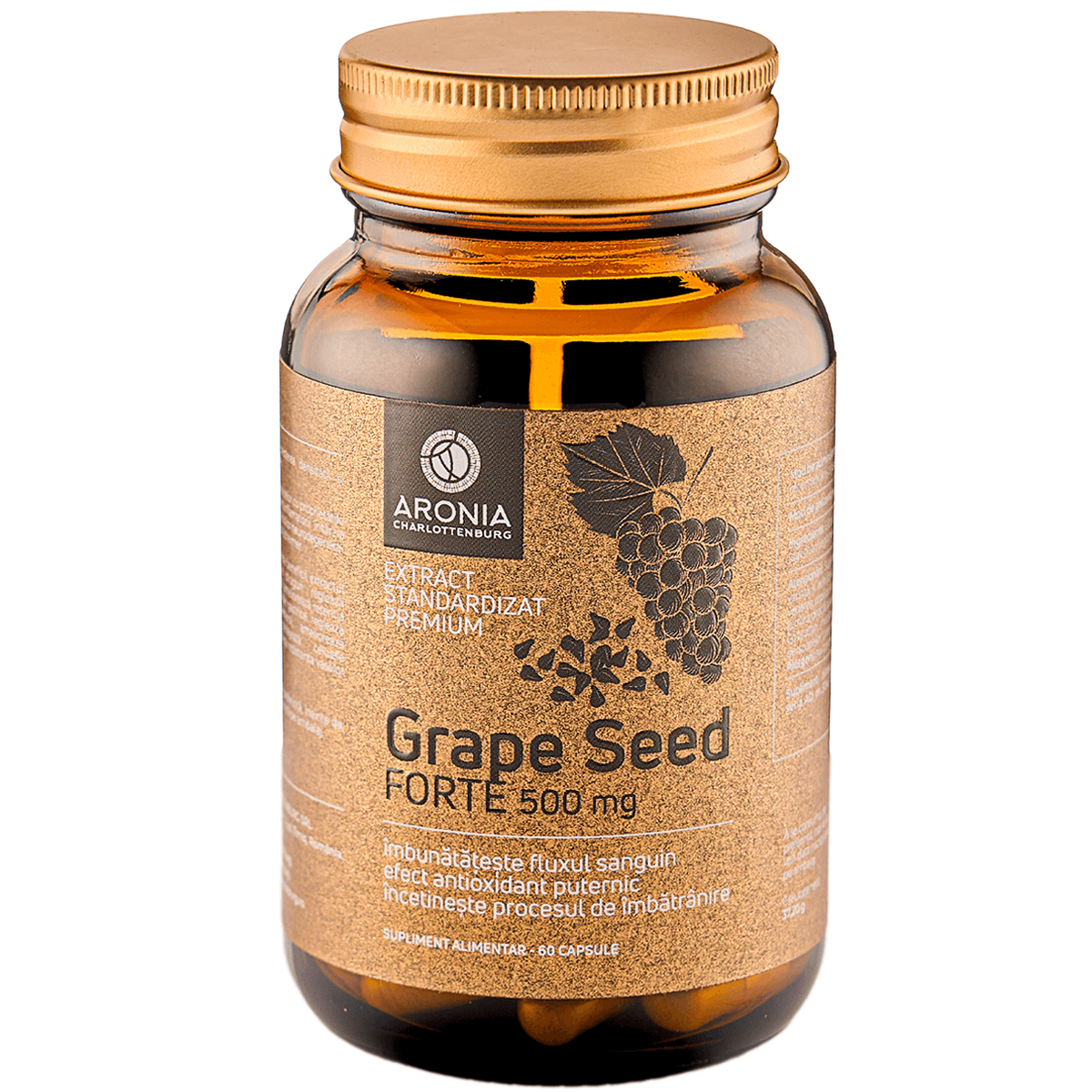 Grape Seed Forte la 500mg — 60 capsule din extract de semințe de struguri cu puternice proprietăți antioxidante și antiinflamatoare
