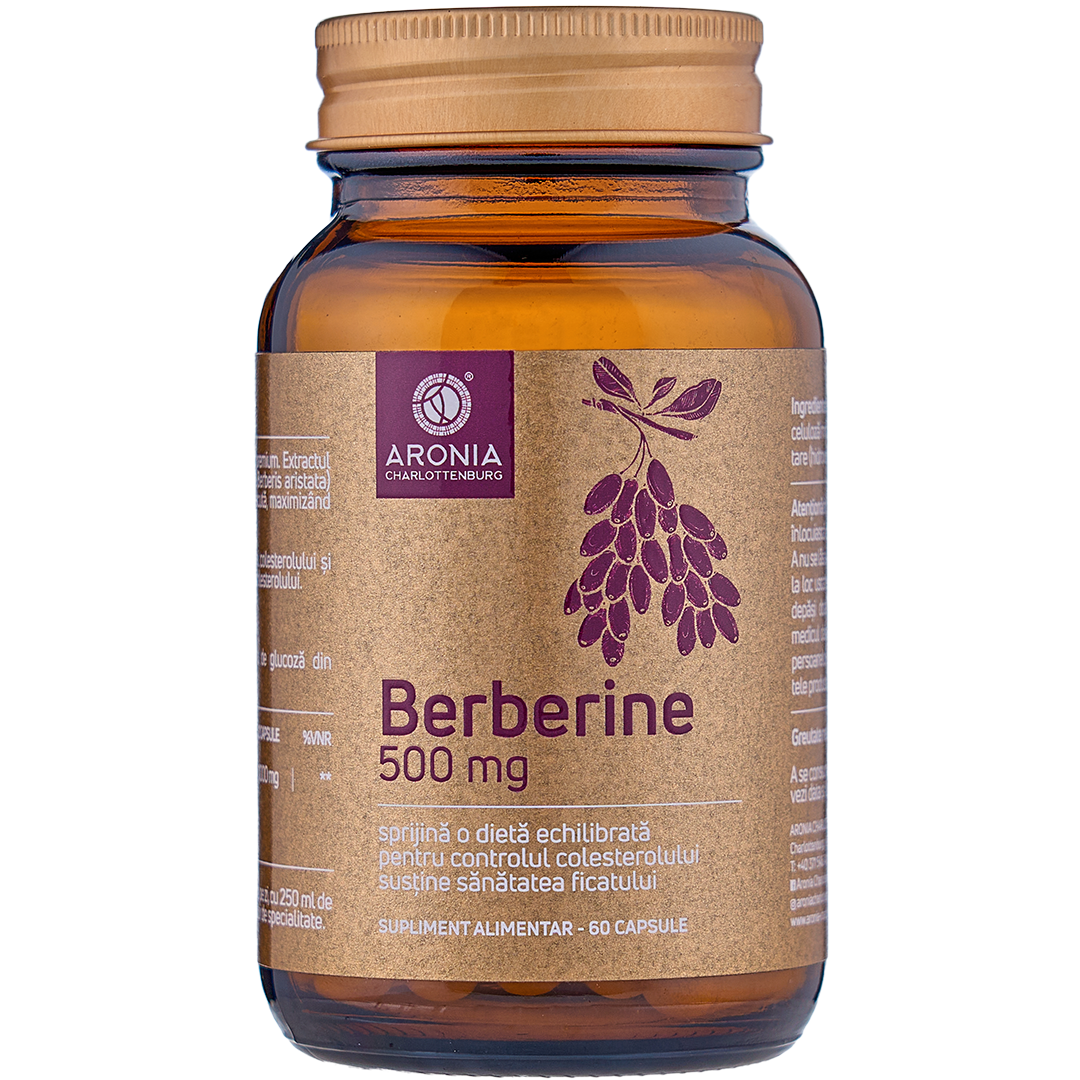 Berberine la 500mg — 60 de capsule  cu proprietăți de echilibrare a valorilor glicemiei și de fortificare a mecanismelor de detoxifiere