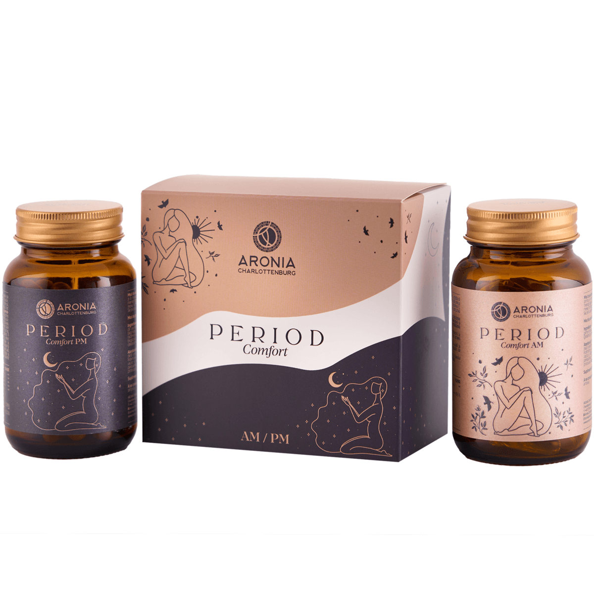 Period Comfort AM & PM — 2 suplimente naturale care reduc disconfortul menstrual și susțin echilibrul hormonal ziua și noaptea