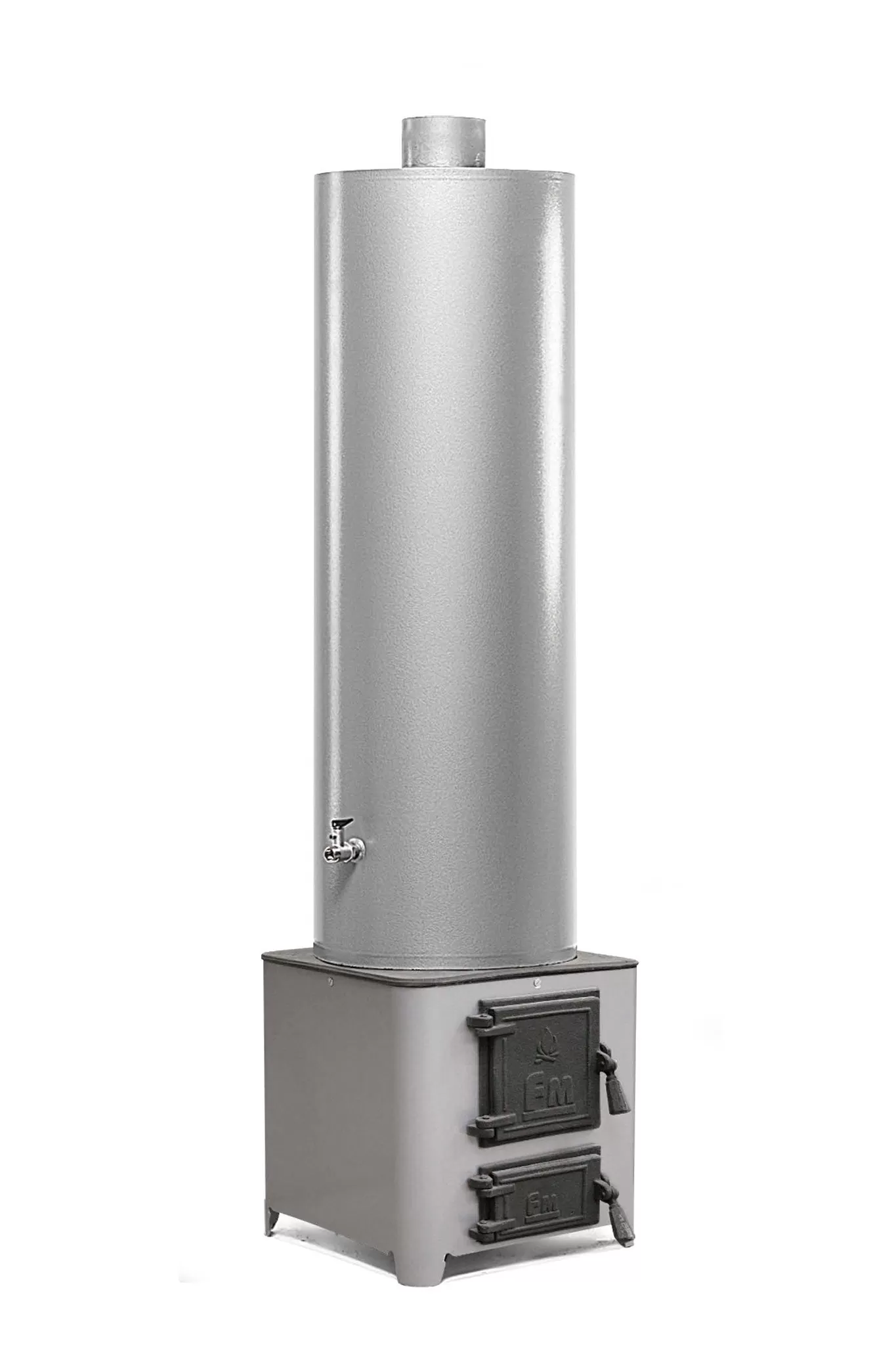 Boiler pe lemne FM Group din otel 90 L cu focar cu usi din fonta