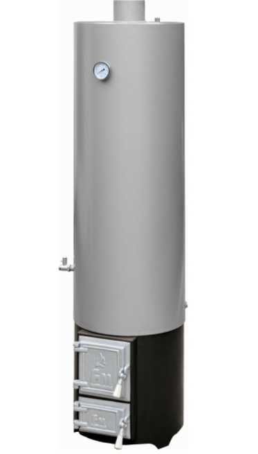 Boiler pe lemne FM Group din otel 120 L cu focar cu usi din fonta