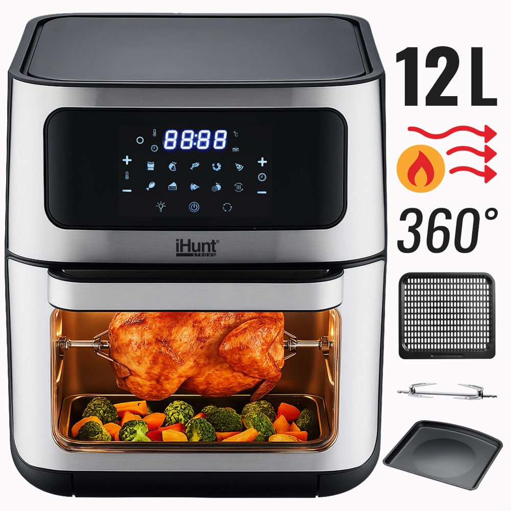 Friteuza cu aer cald si rotisor iHunt Bro Air Fryer 12L Rotary