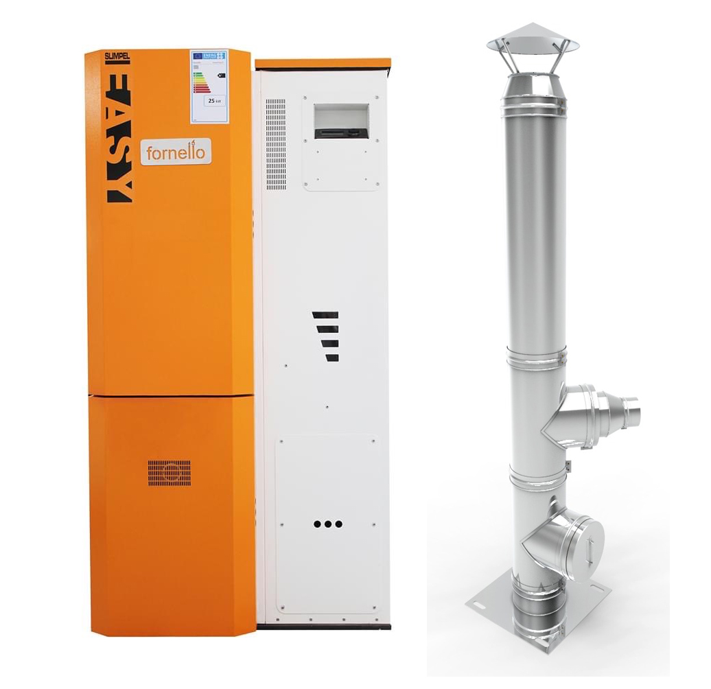 Pachet Centrala pe peleti  Fornello Slimpel Easy 25 kw