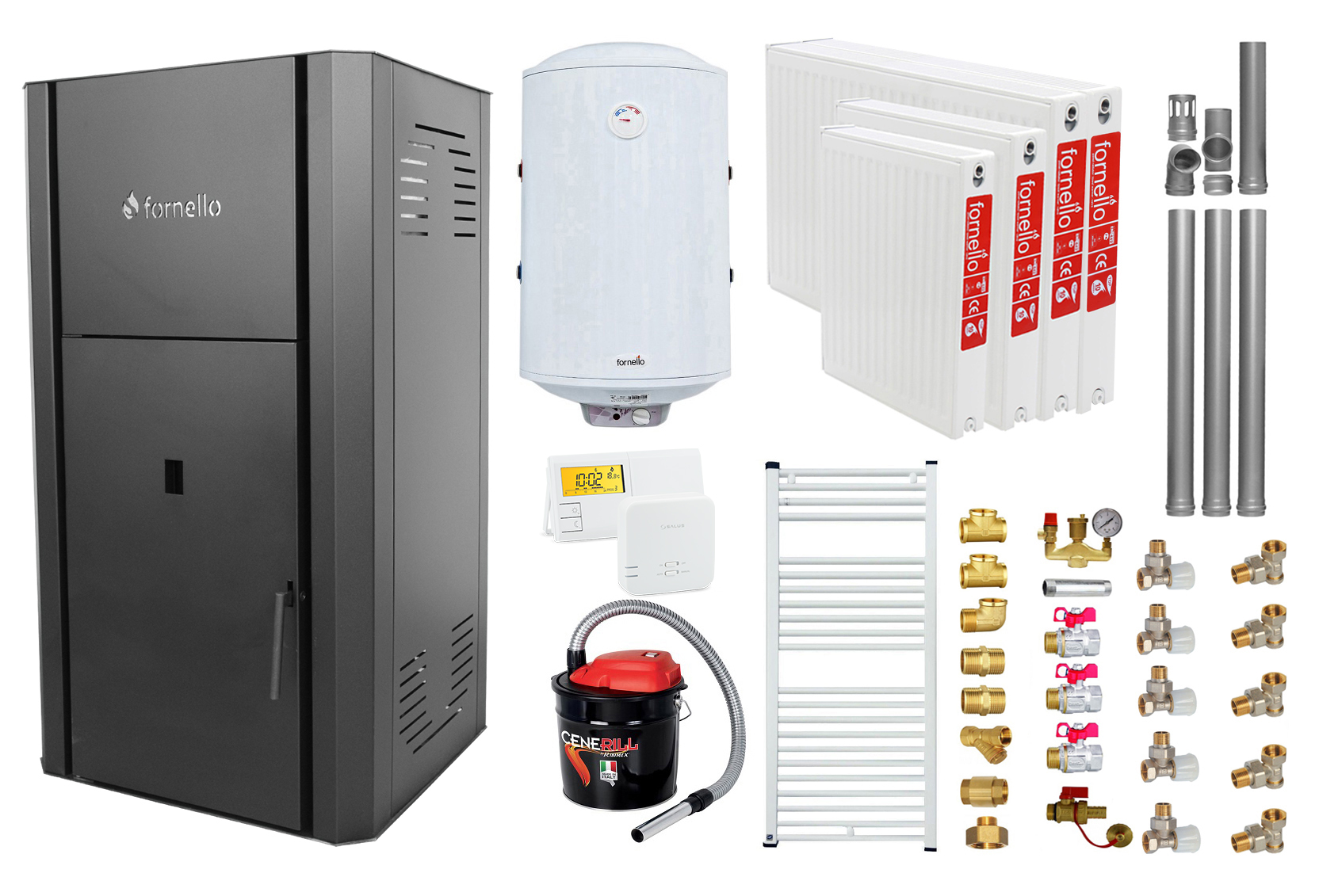 Pachet Centrala peleti Fornello Primo Pellet Black 25 kw