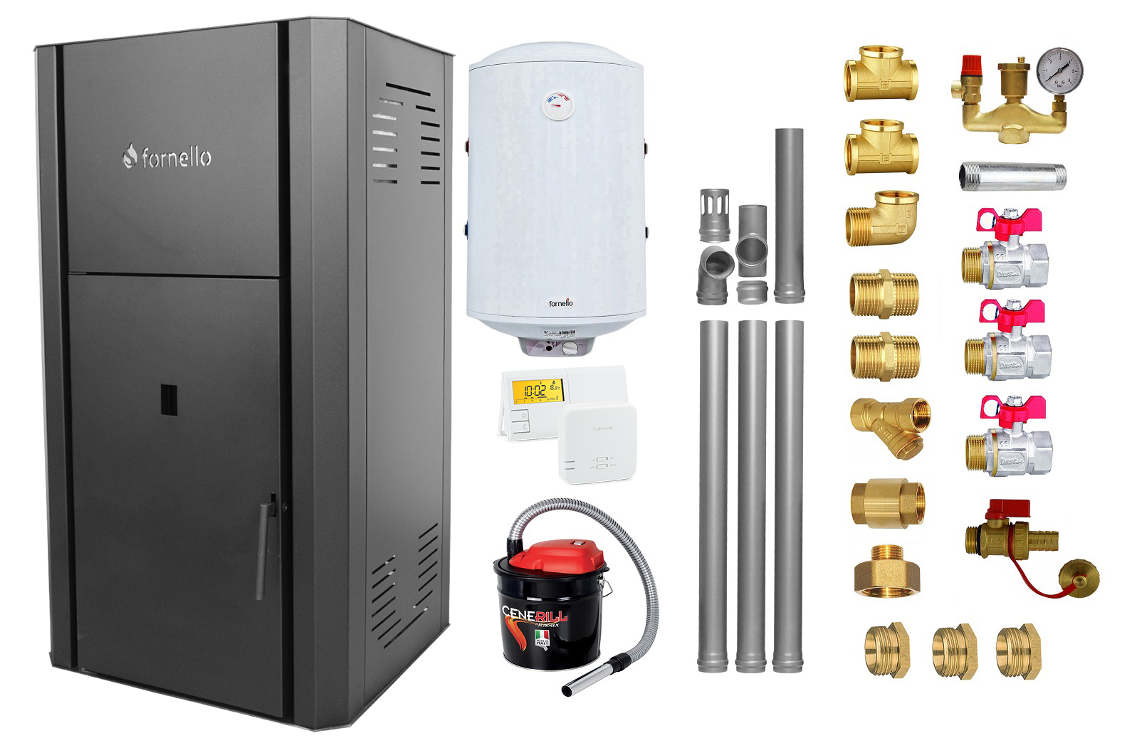 Pachet Centrala peleti Fornello Primo Pellet Black 30 kw