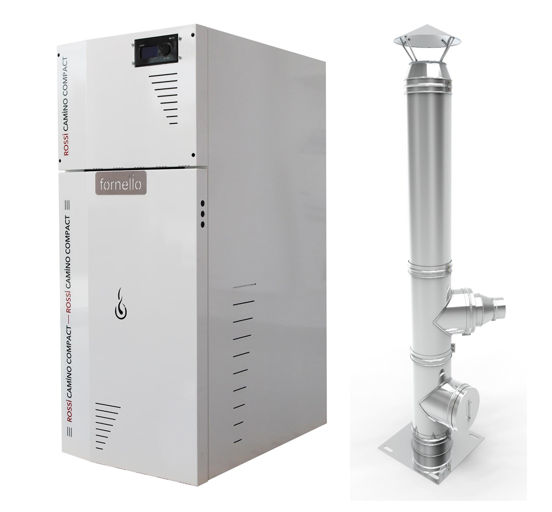 Pachet Centrala termica compacta pe peleti Fornello Rossi Camino Compact 35 kw