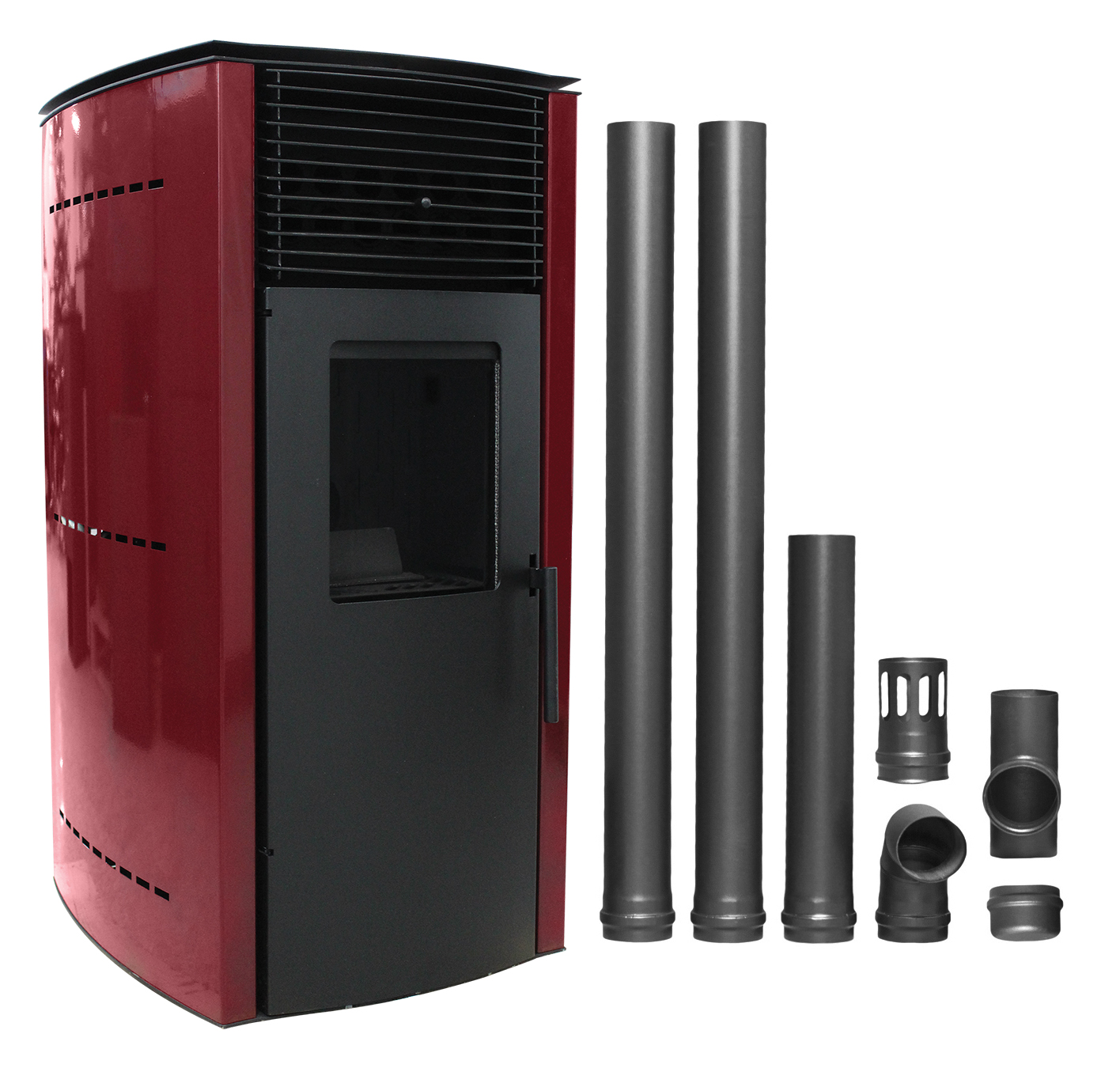 Pachet complet pentru incalzire Semineu  (soba) pe peleti cu tiraj fortat Fornello Stela 10 KW