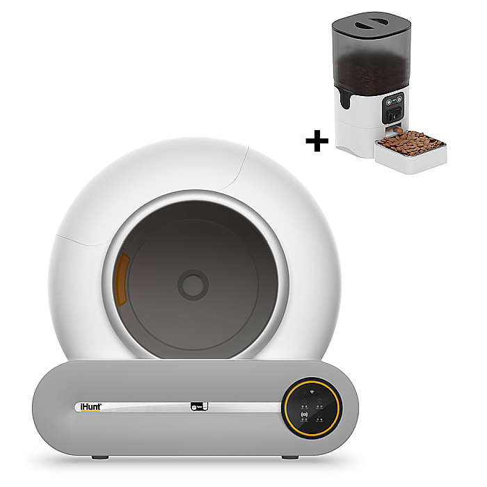Pachet Litiera Automata iHunt Smart Cat Litter pentru pisici + Hranitor automat 6L