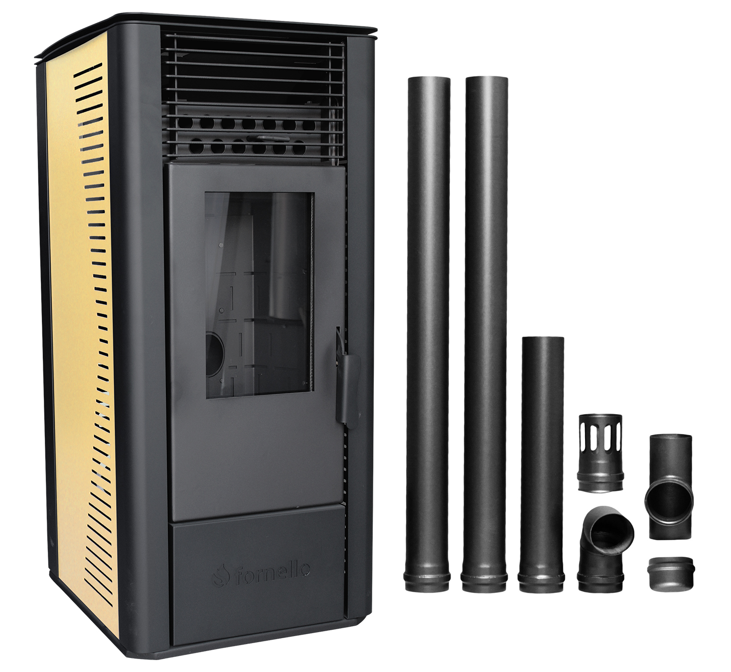 Pachet Semineu soba pe peleti cu tiraj fortat Fornello Sophia Premium 11 kw