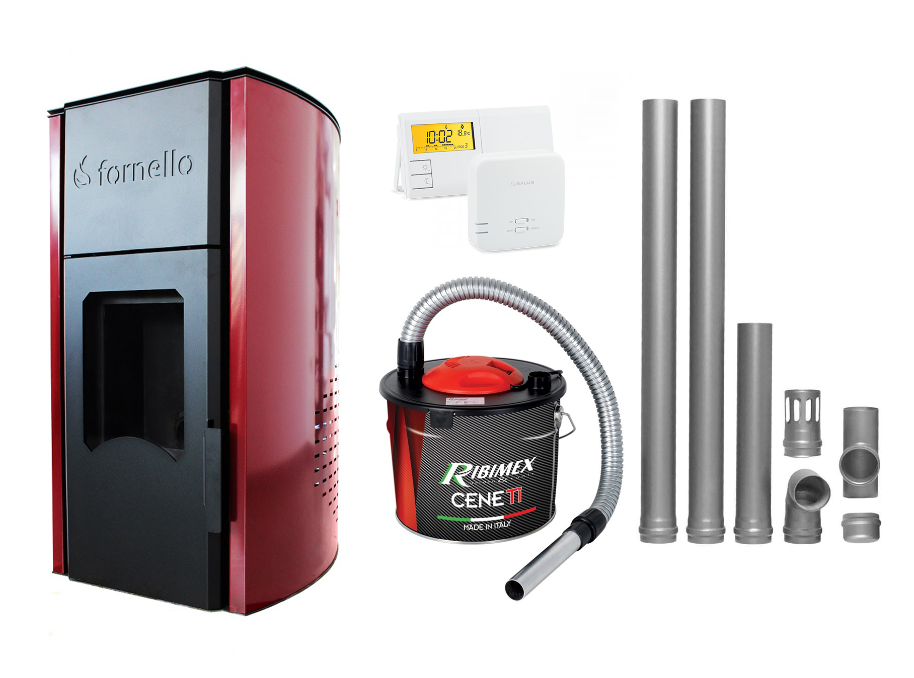 Pachet Termosemineu pe peleti Fornello Royal Bordeaux 25 kW