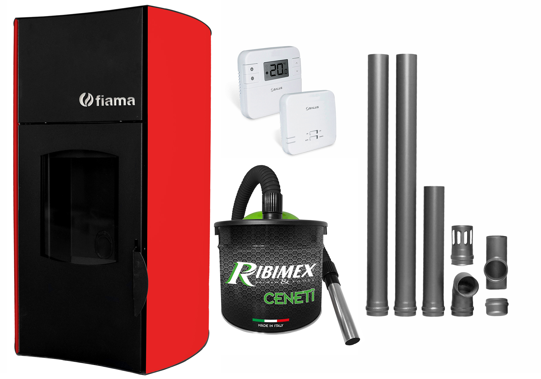 Pachet Termosemineu peleti Fiama Red 25 kw