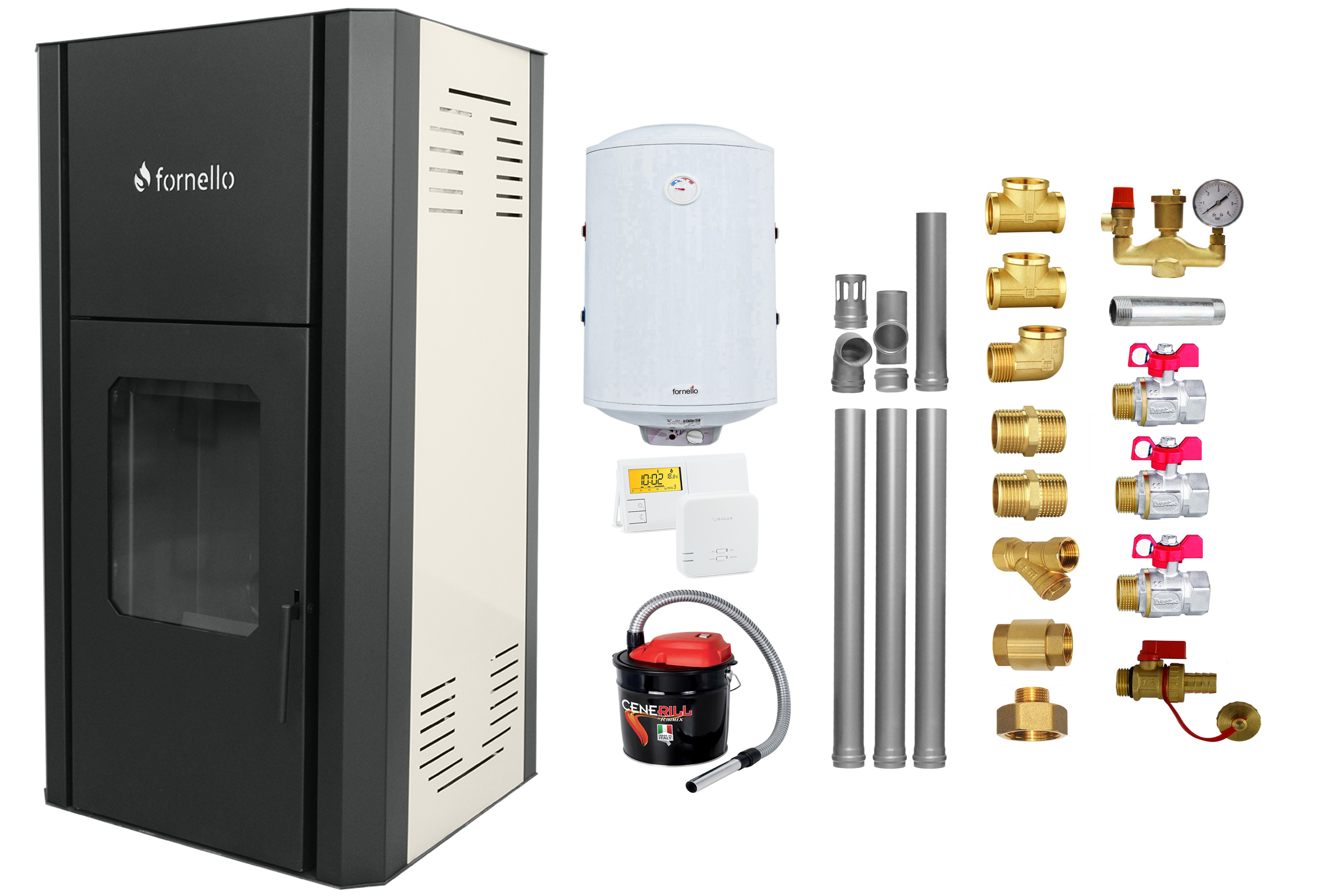 Pachet Termosemineu peleti Fornello Primo Pellet 25 kw