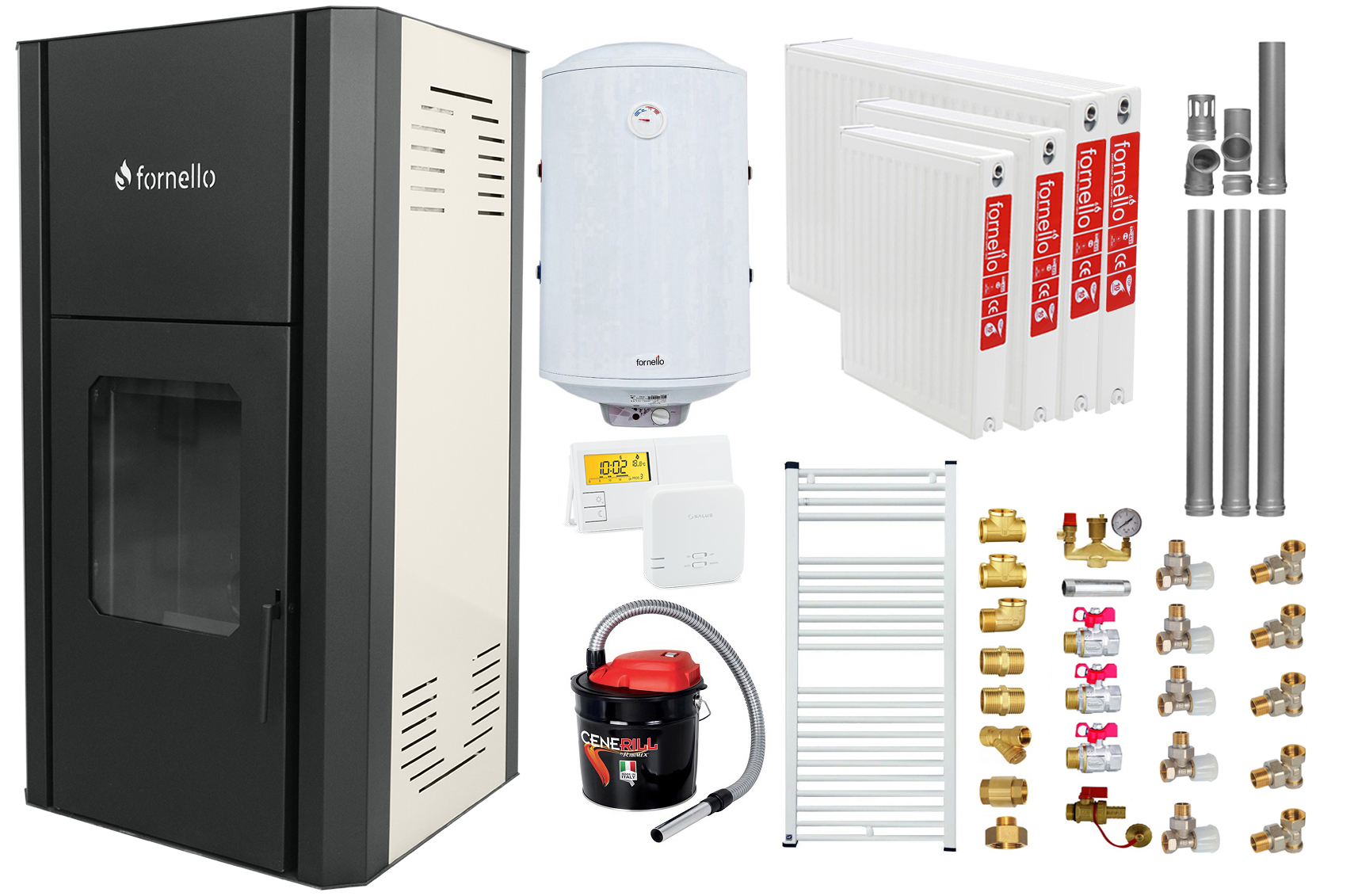 Pachet Termosemineu peleti Fornello Primo Pellet 25 kw