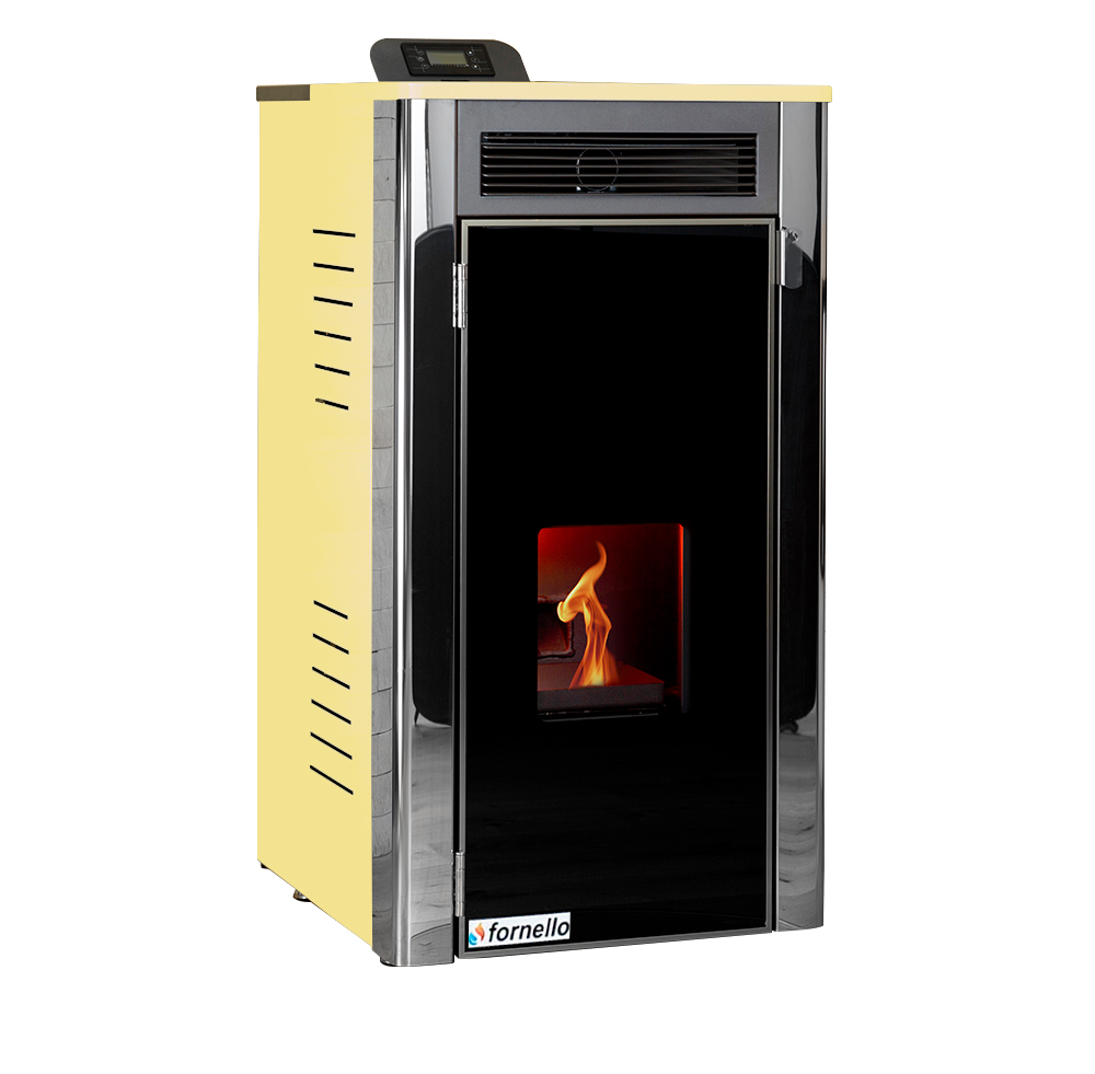 Termoșemineu Fornello Primo Truva 25 kW Ivory cu kit complet încorporat pentru sistemul de încălzire