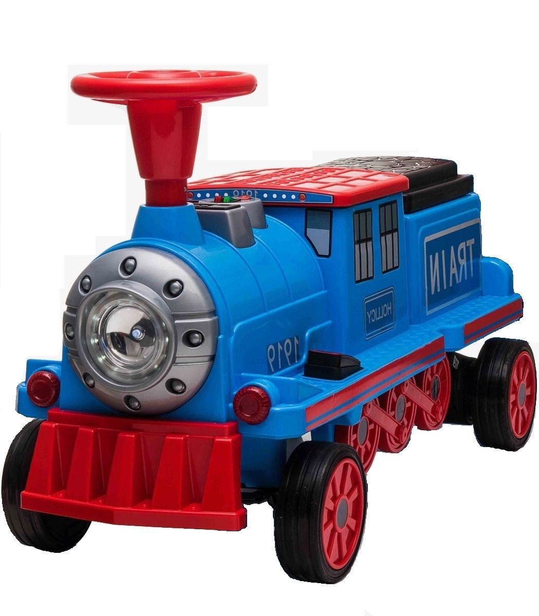 Trenulet electric pentru 2 copii SX1919 90W 12V cu ROTI MOI  Albastru